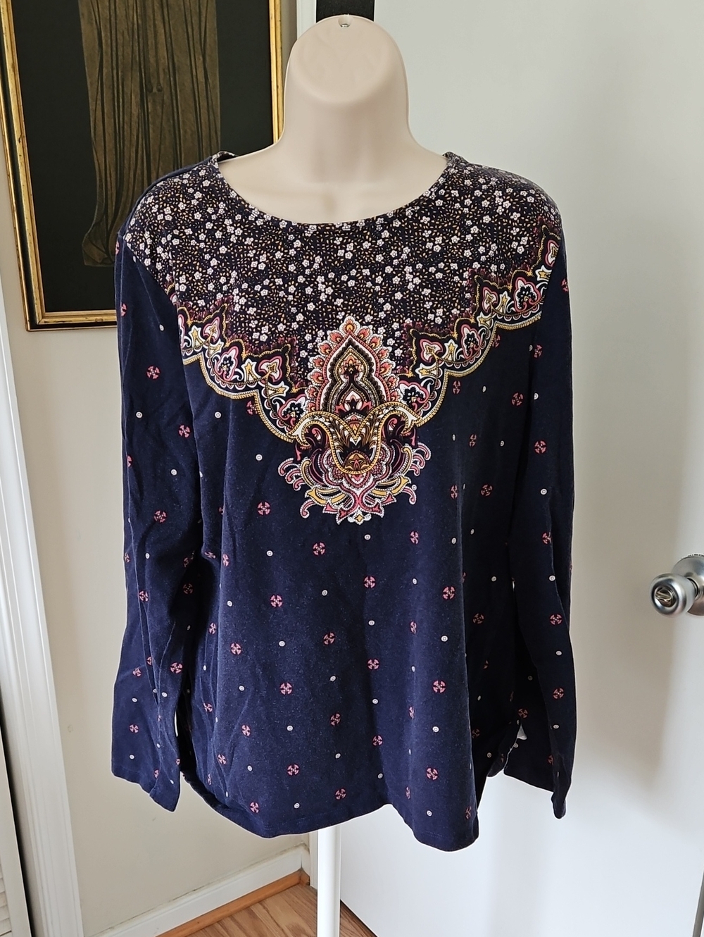Talbots Floral All Over Print Top Size XL